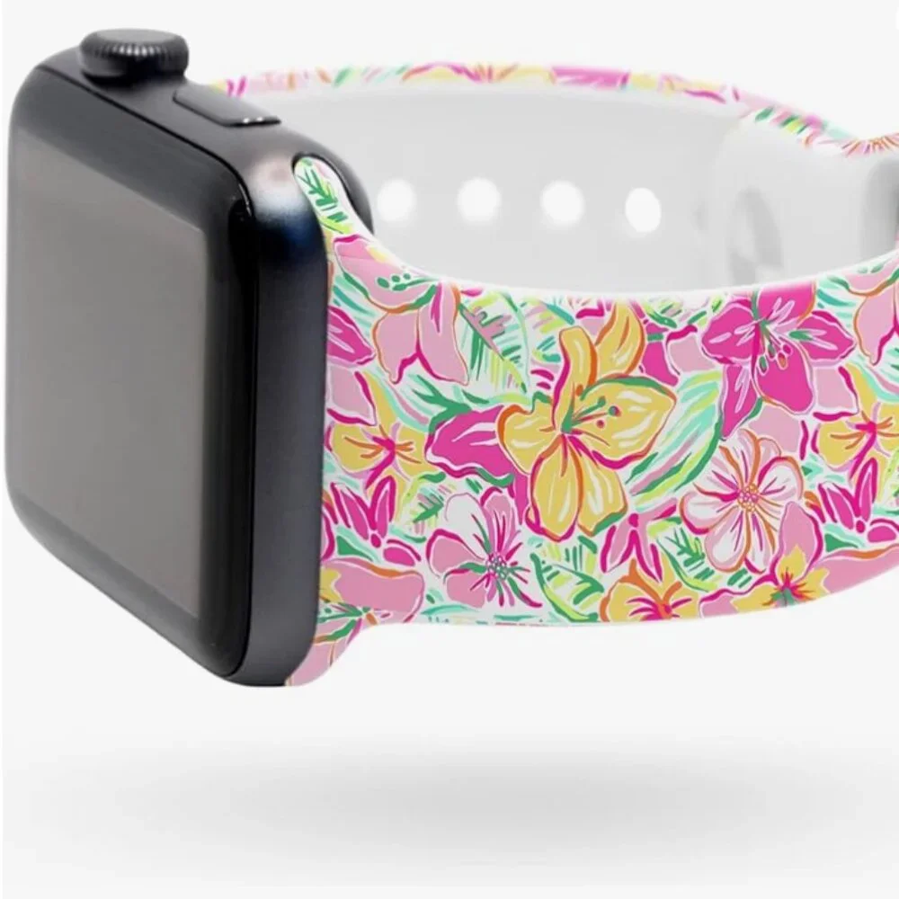 🌸 Printed Silicone Watch Band Compatible with Apple Watch